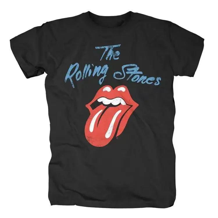 Rolling Stones 100% Cotton T-shirts Men Women Printed T Shirt Graphic Short Sleeve Streetwear Tops Summer Balck Clothing Hip Hop - Lizard Vigilante