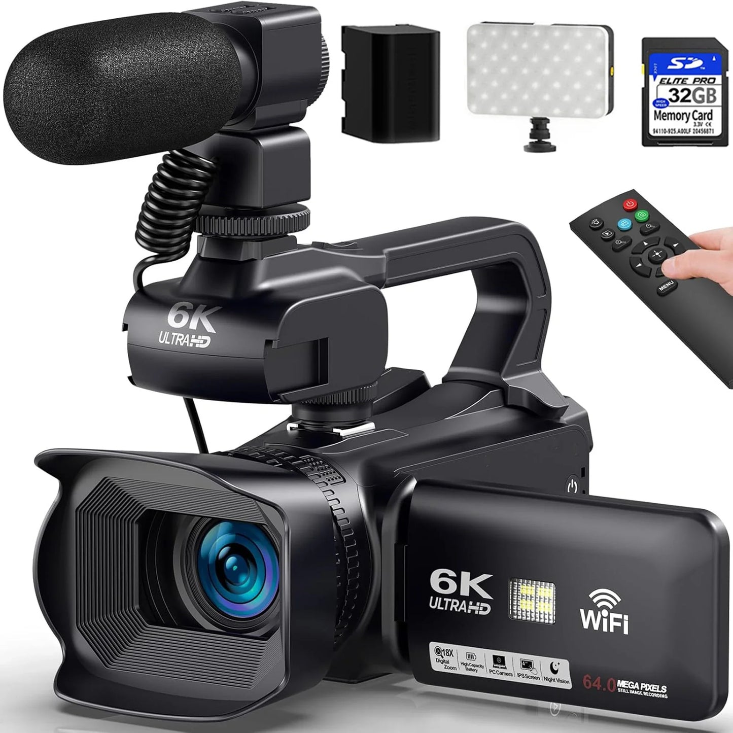 KOMERY YouTube Camcorder 6K HD Professional Camera 64MP Streaming Camcorder 4"Touch Screen Digital Video Vlog Camera Photography