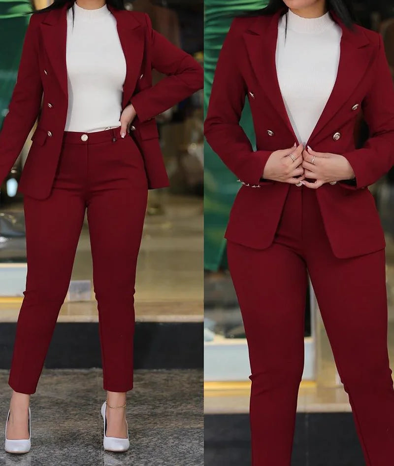 Stylish 2-Piece Women’s Blazer & High Waist Pants Set – Office Collection - Premium blazer set from Lizard Vigilante - Just $38.88! Shop now at Lizard Vigilante