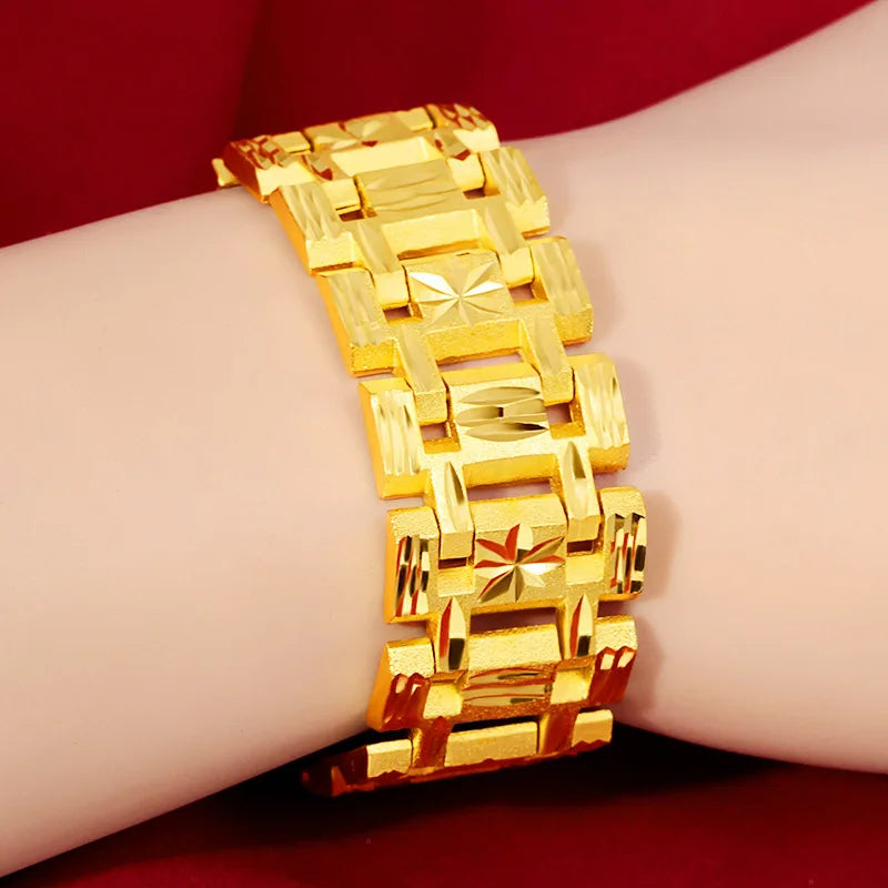 DIWENFU 18K Yellow Gold Luxury Chain Bracelet – Bold Unisex Link Jewelry for Engagement, Wedding & Streetwear Power Moves - Premium bracelet from dsers - Just $102.99! Shop now at Lizard Vigilante