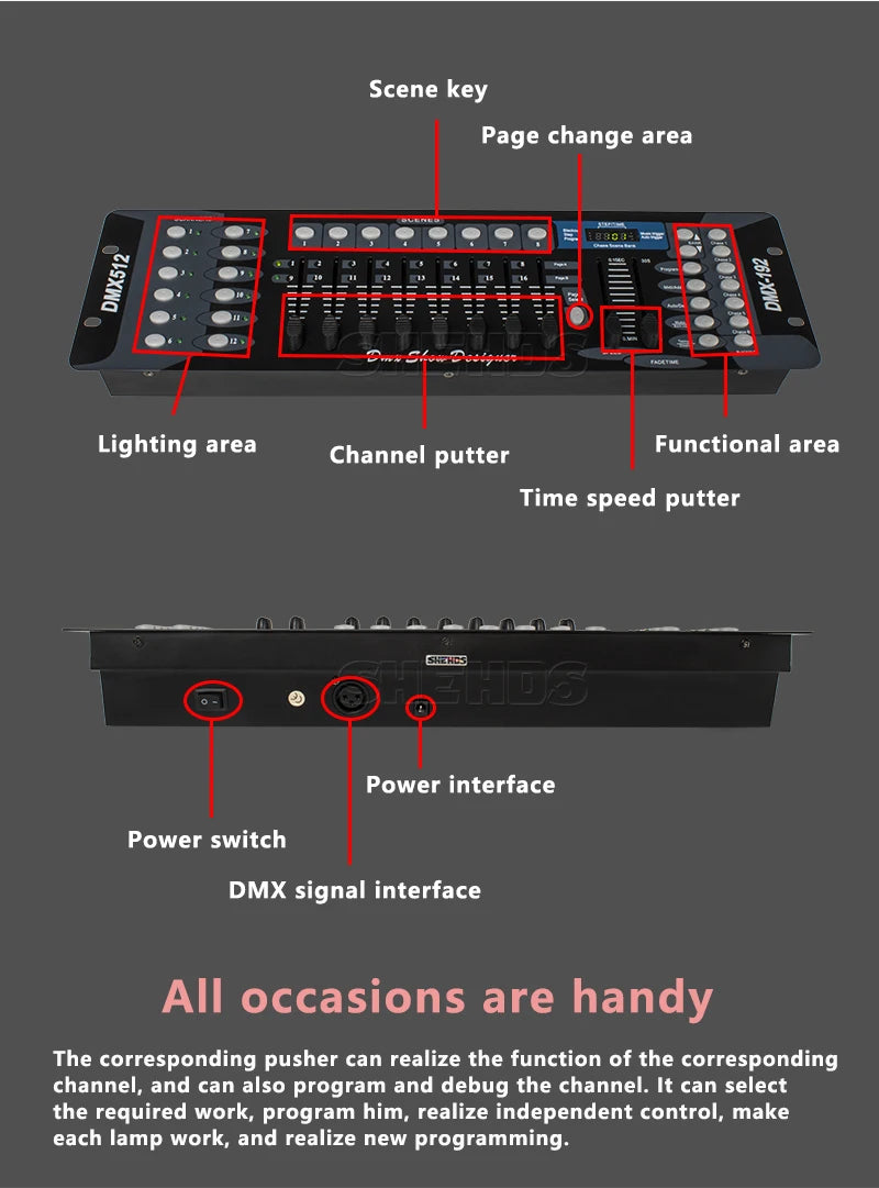 SHEHDS NEW 192 DMX Controller DJ Equipment DMX 512 Console Stage Lighting For LED Par Moving Head Spotlights DJ Controlle - Premium  from Lizard Vigilante - Just $72.99! Shop now at Lizard Vigilante