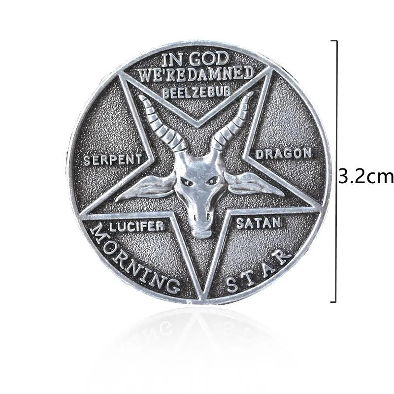 Lucifer Morningstar Commemorative Coin – Satanic Pentecost Cosplay Metal Badge for Halloween & TV Show Fans - Premium  from Lizard Vigilante - Just $16.66! Shop now at Lizard Vigilante