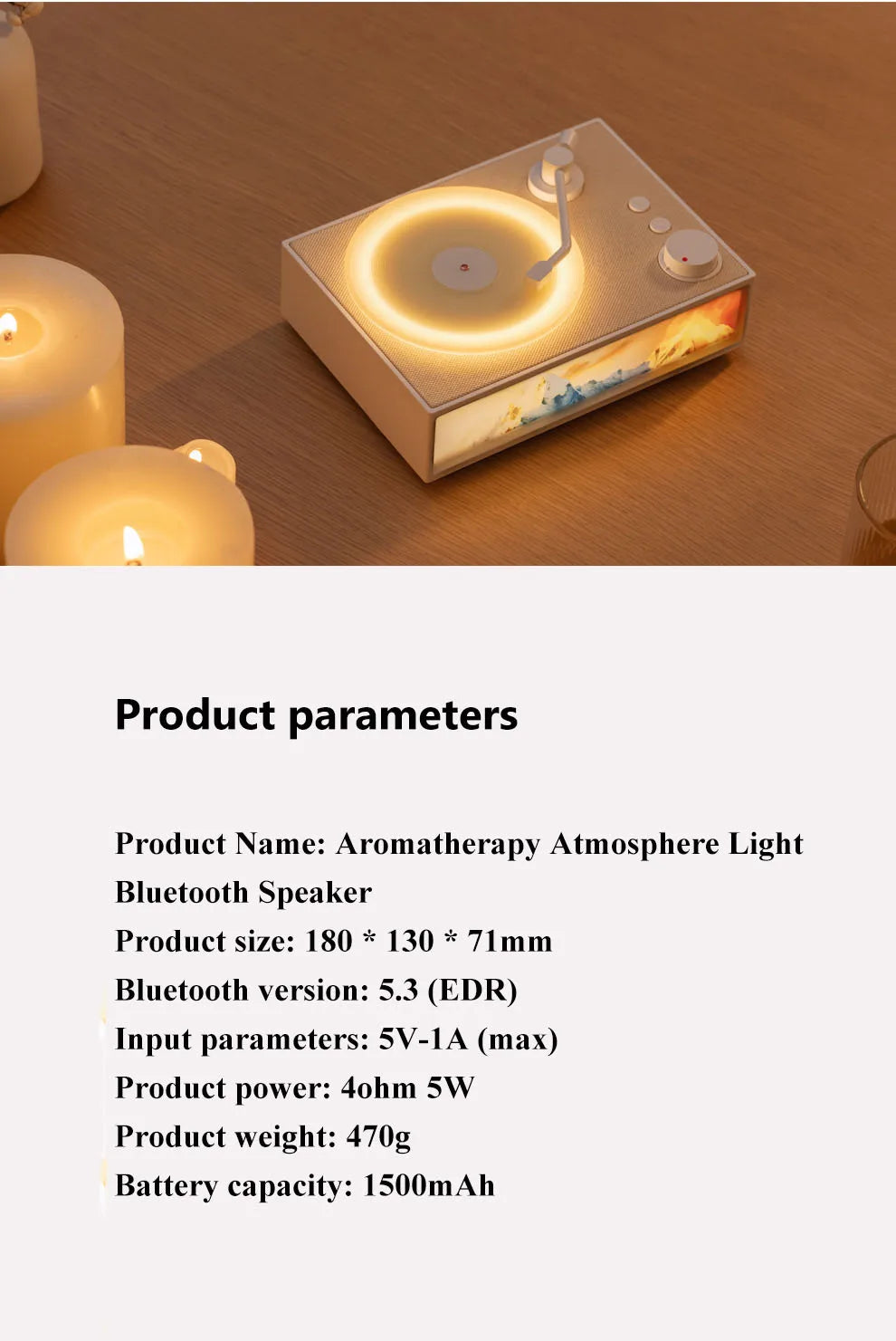 Wireless Vintage Bluetooth Speaker Portable Aromatherapy Atmosphere Light Painting Surround Sound MP3 Music Player Long Enduranc