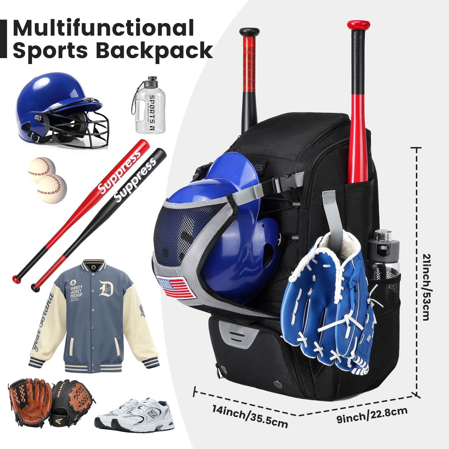 ⚾🔥 The SluggerVault X Tactical Baseball Backpack — Heavy-Duty Nylon Gear Bag with Shoe Compartment, Bat Straps & Rain Shield | Youth & Adult Pro Edition