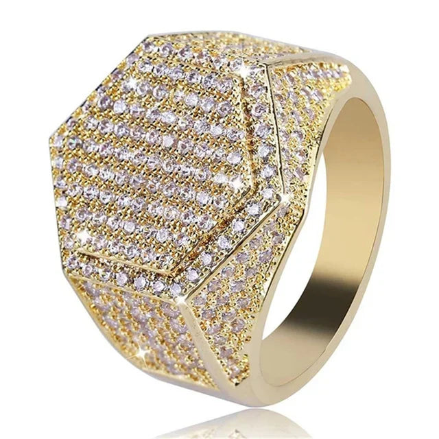 Milangirl Punk Full Zircon Puffed Marine Micro Paved Stone Rings for Men – Iced Out Geometry Hip Hop Jewelry, Unisex Fashion Ring - Premium ring from Lizard Vigilante - Just $38.88! Shop now at Lizard Vigilante