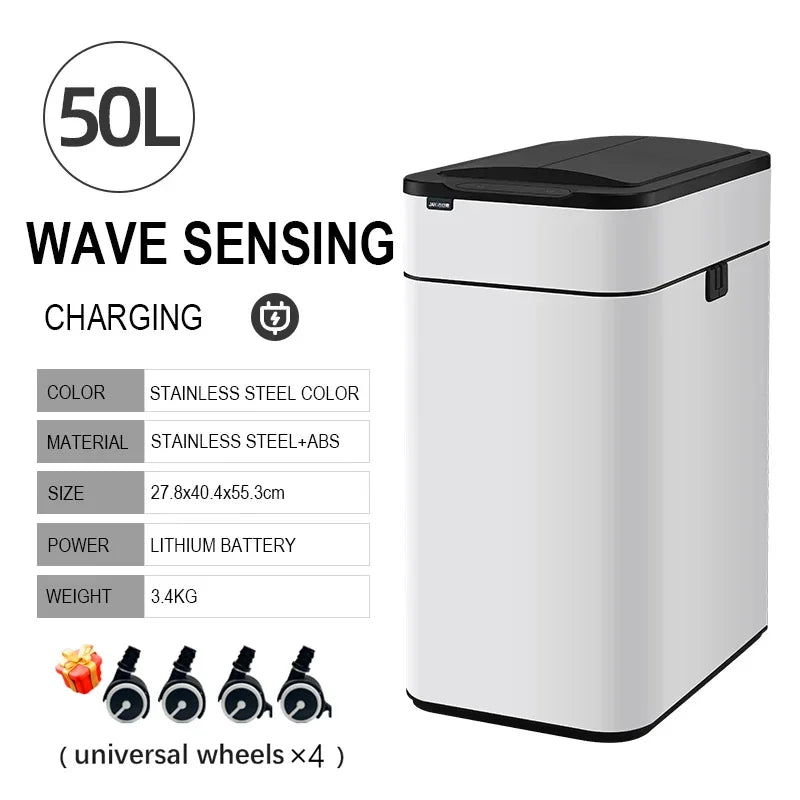 Smart Trash Can 20L 30 40 50 60 Liters Wastebasket Large Kitchen Garbage Cube Home Automatic Stainless Steel Garbage Bin Dustbin