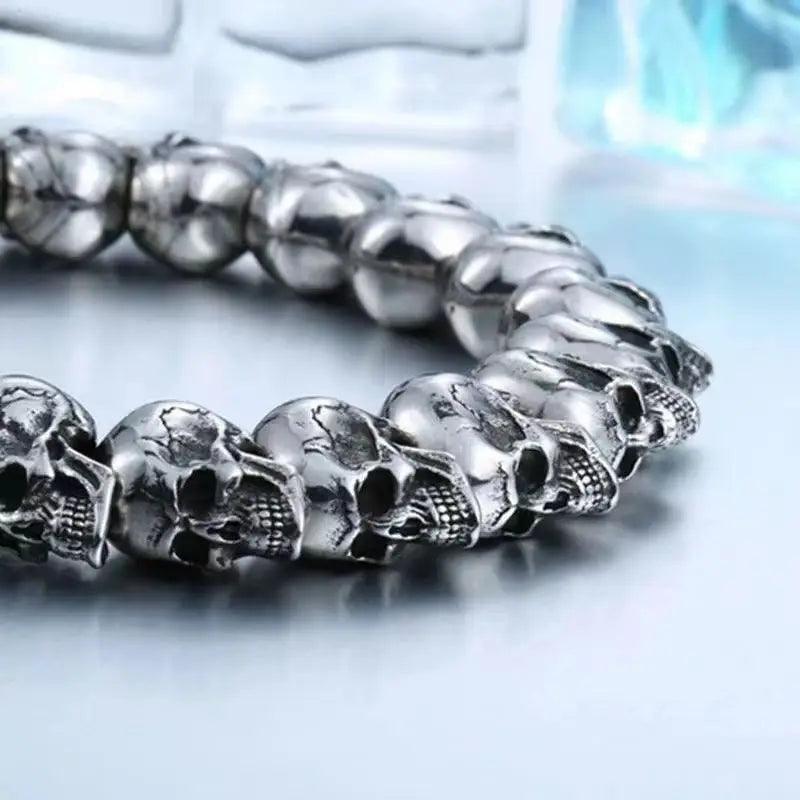 Boho Punk Gothic Skull Bracelet Men's Retro Personality Bike Ride Rock Party Cuff Jewelry Accessories - Lizard Vigilante