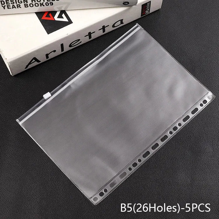 5pcs Transparent Zipper PVC Storage Bag Antioxidant Matte A5/A6 Cash Envelope Information Storage Folder School Office Supplies