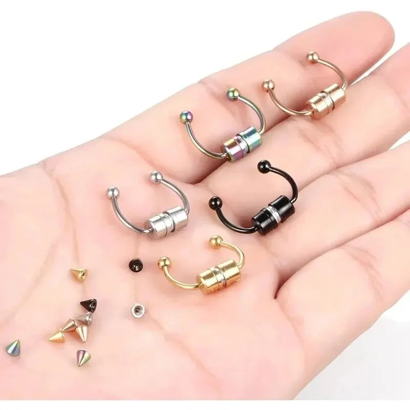 Magnetic False Nose Ring - Non-Piercing Stainless Steel Horseshoe Septum Nose Cuff Jewelry - Premium  from Lizard Vigilante - Just $18.88! Shop now at Lizard Vigilante