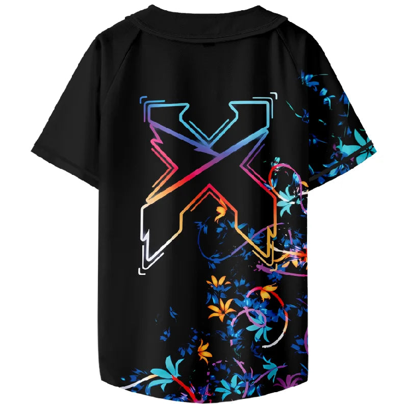 Excision Floral Baseball Jersey – Custom EDM Print Baseball Uniform for Men, Harajuku-Inspired, Breathable Casual Summer Wear - Premium jersey from Lizard Vigilante - Just $24.99! Shop now at Lizard Vigilante