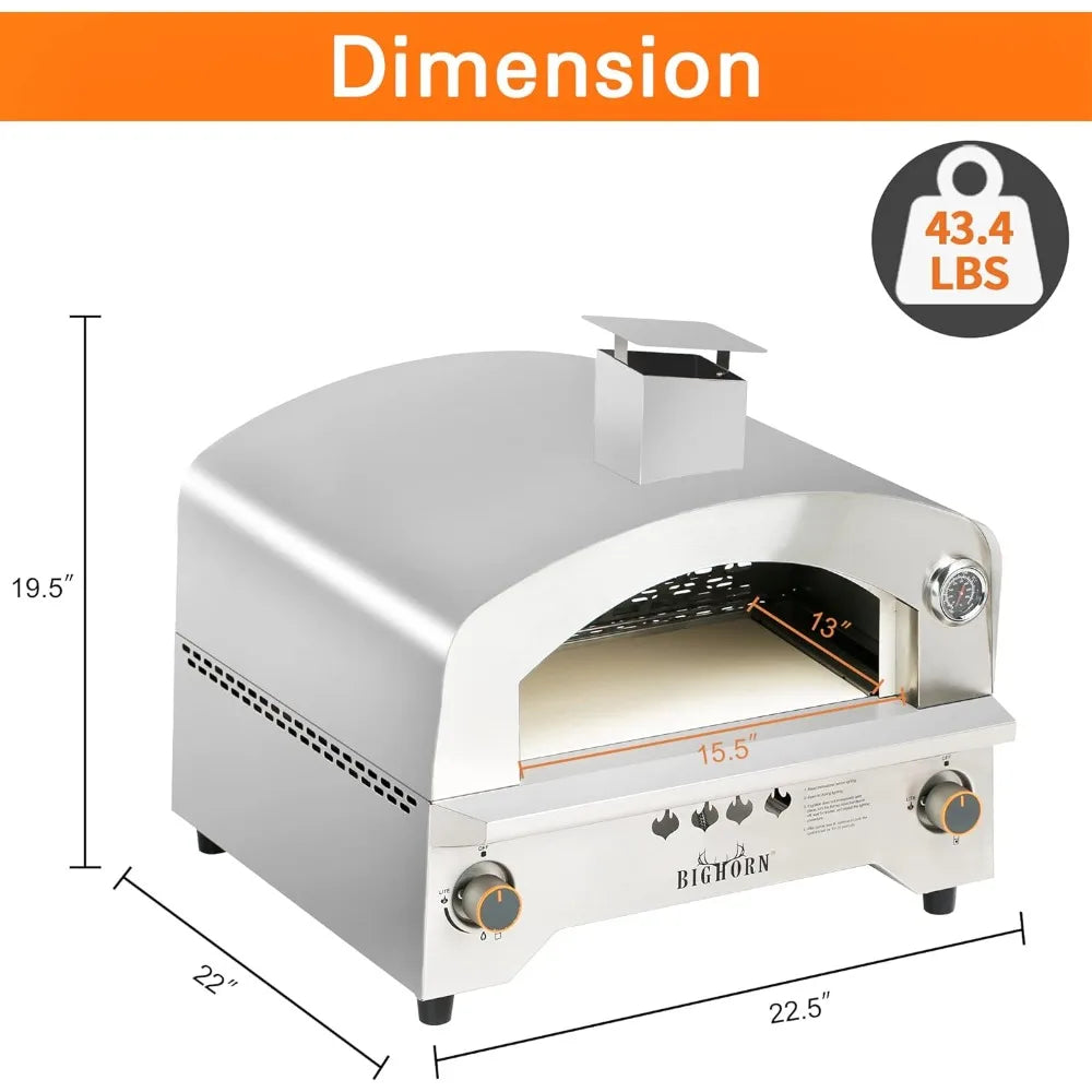 Portable Propane Pizza Oven with 13-Inch Pizza Stone – Stainless Steel Outdoor Gas Pizza Maker for Quick Cooking - Premium pizza oven from Lizard Vigilante - Just $248.88! Shop now at Lizard Vigilante