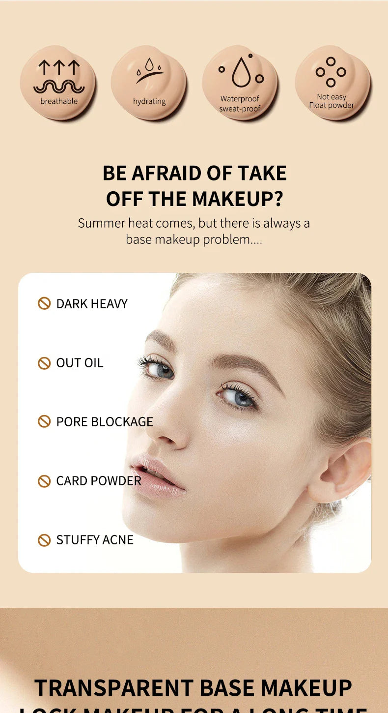 Ocheal 30g CC Cream Foundation Waterproff Concealer Moisturizing Sunscreen Liquid SPF 50+ Long Lasting Brightening Makeup Primer