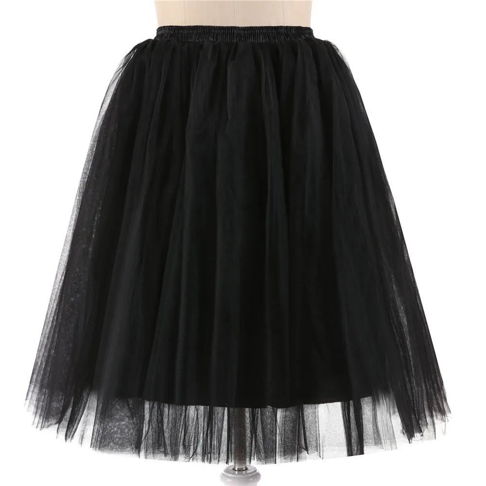 Elegant Women Tulle Skirt Korean Fashion Mesh Womens Pleated Knee Length Skirt Adult Tutu Dancing Skirt Green Party Faldas - Premium  from Lizard Vigilante - Just $12.99! Shop now at Lizard Vigilante