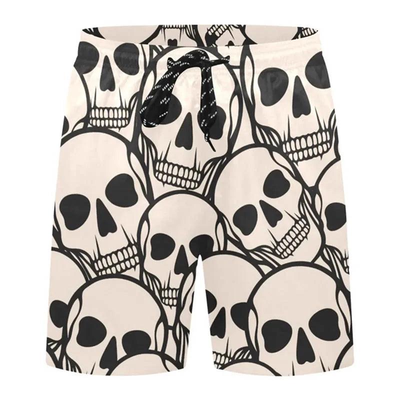 Skull Flowers 3D Printed Casual Shorts Summer Unisex Street Gothic Cool Sports Shorts Skateboarding Short Pants Man Unisex - Lizard Vigilante