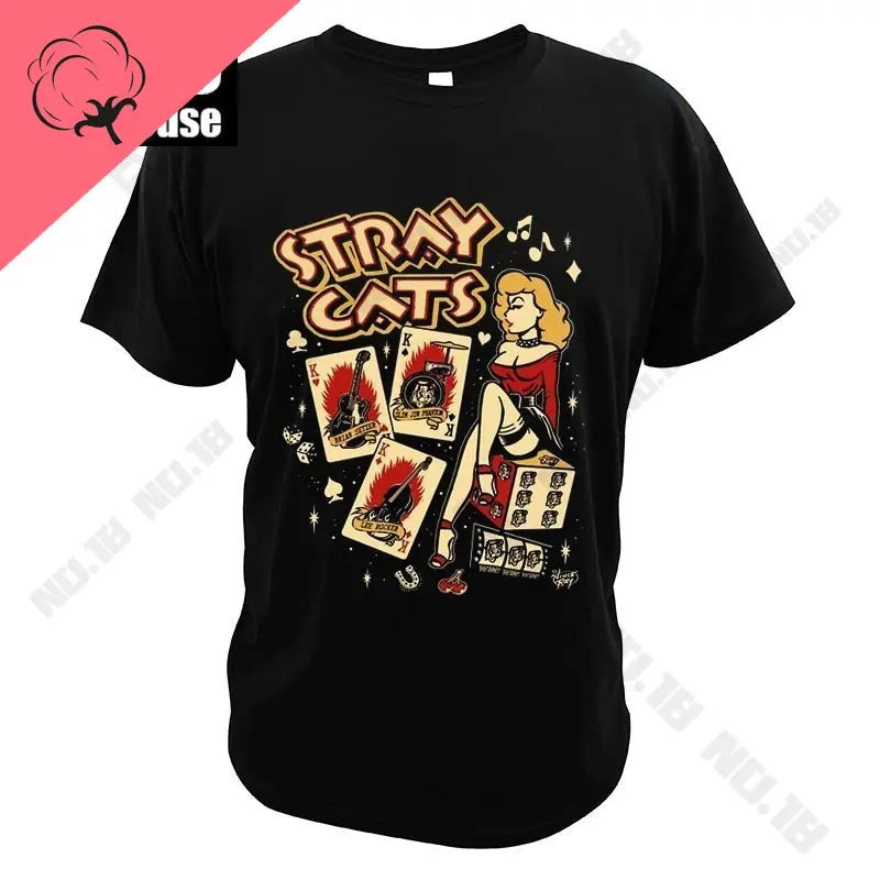 Stray Cats Rock Classic Cotton T-Shirt | American Rockabilly Band Fan Tee | Hipster Streetwear for Men, Boys, and Girls - Premium T-Shirt from Lizard Vigilante - Just $23.88! Shop now at Lizard Vigilante