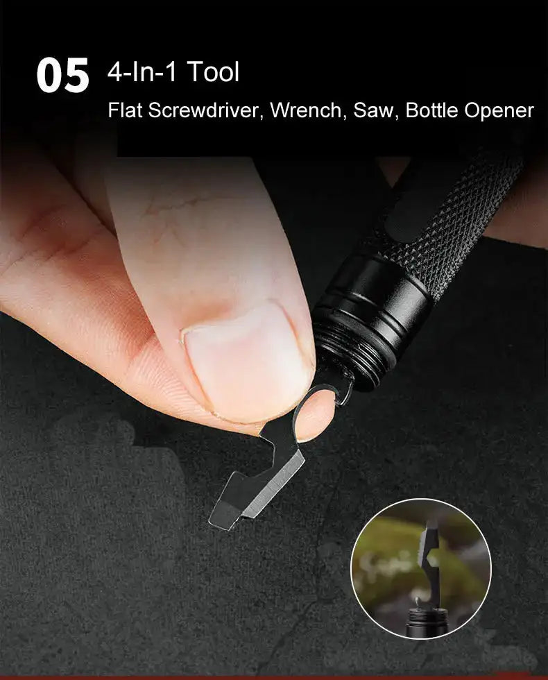 10-IN-1 Multi Function Portable Self Defense Pen Outdoor Survival Tool Fishing Whistle/Compass/Wrench/Screwdriver/Window Breaker