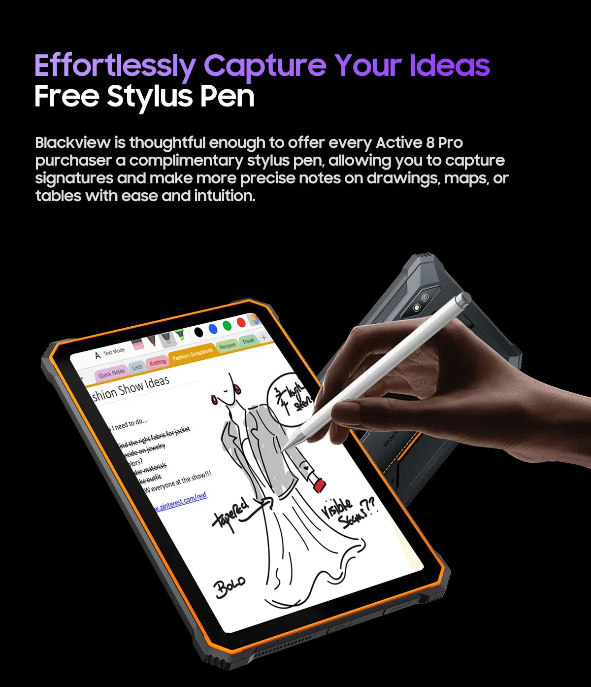 Blackview Active 8 Pro 16GB 256GB Tablet PC 22000mAh Battery Android 13 10.36" inch 2.4K Display 16MP+ 48MP Camera Rugged Tablet