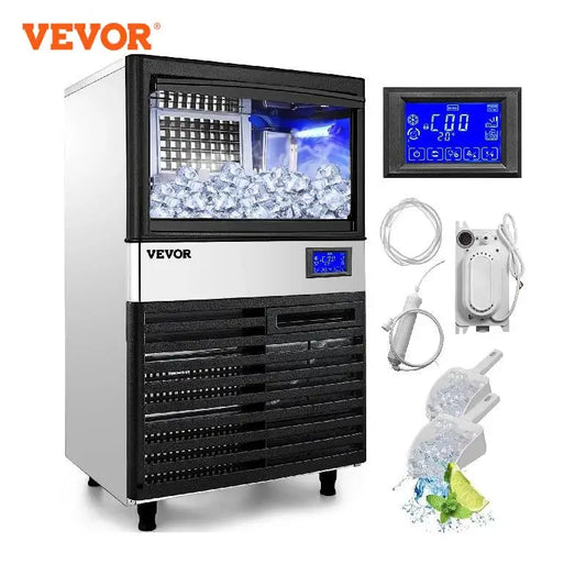 VEVOR Commercial Cube Ice Maker with Water Drain Pump 50/60/70 KG/24H Freestanding LCD Touch Screen Liquid Freezer Ice Machine - Premium  from Lizard Vigilante - Just $895.99! Shop now at Lizard Vigilante