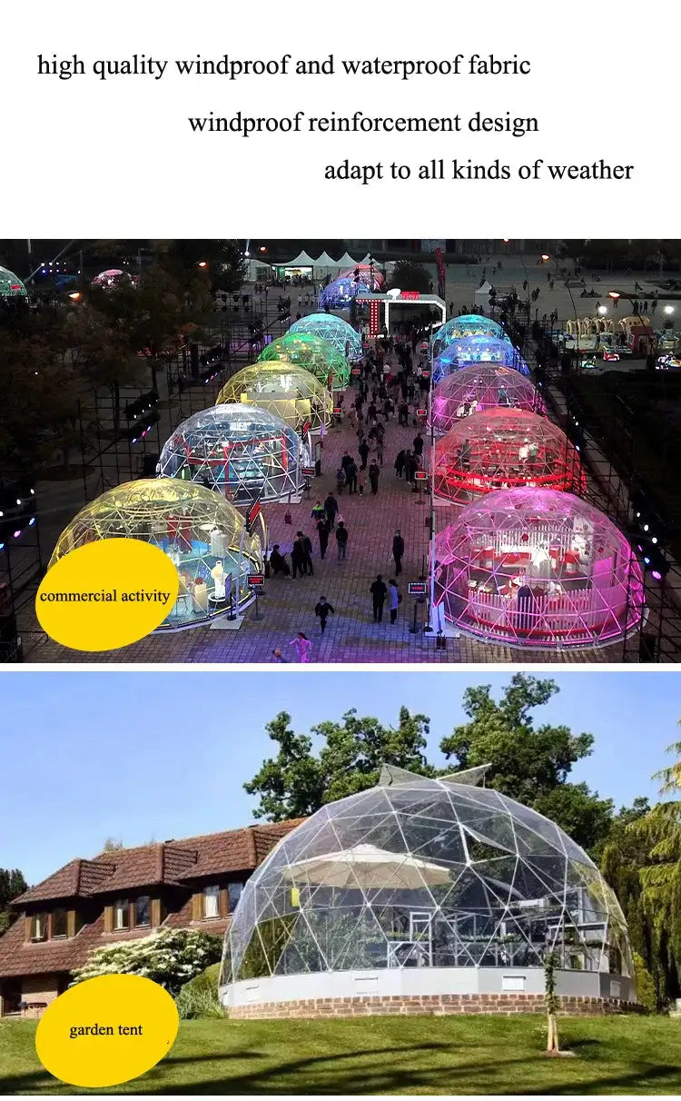 3.6M TPU Transparent Clear Bubble Dome Tent / Outdoor Event Party Camping Cafe Dining Plastic PVC Garden Igloo Dome Tent Luxury
