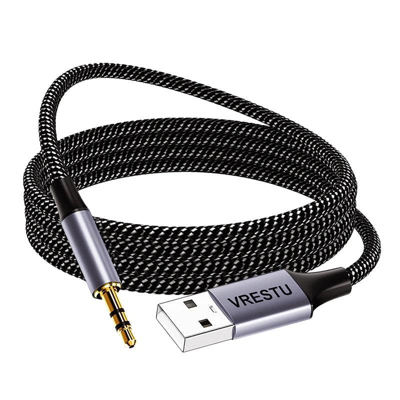 USB to 3.5mm Male Audio Cable USB A to 3 5 Jack AUX Adapter Wire Headphone Speaker Desktop PC TV Car Stereo Auxiliary Audio Line - Lizard Vigilante