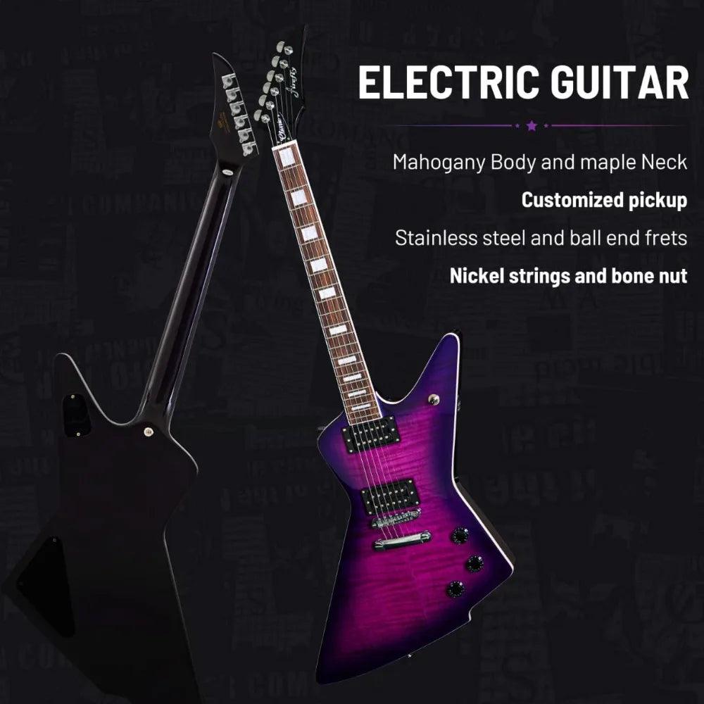 Glorious FireFly Purple Phaze Stainless Steel and Ball End Frets Electric Guitars Rosewood Fretboard(Purple Color) Travel Guitar Kit Mahogany Guitar Body V - Premium Electric Guitar from Lizard Vigilante - Just $420! Shop now at Lizard Vigilante