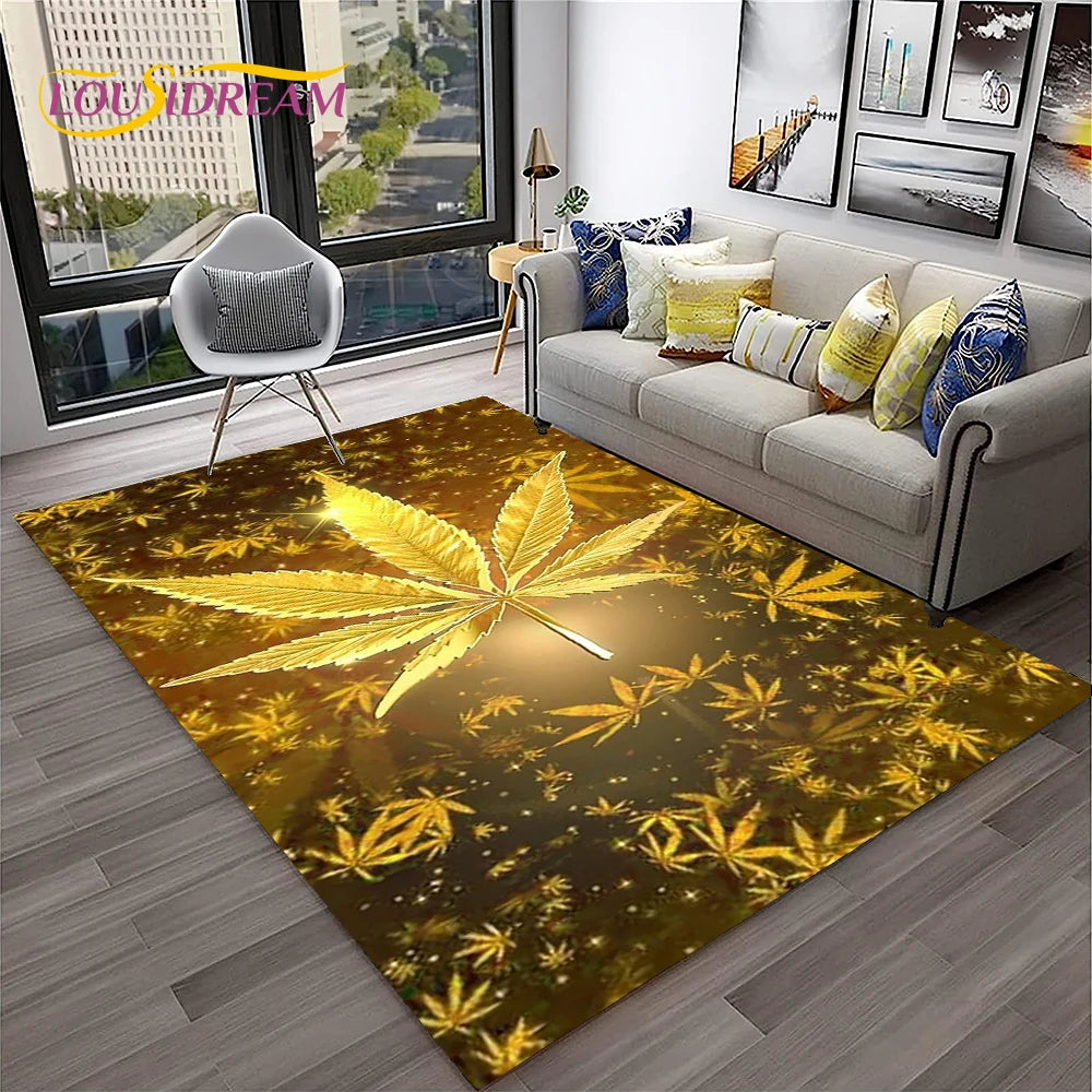 High Voltage Maple Leaf Lounge Rug – 3D Printed Non-Slip Weed Art Carpet For Living Rooms, Studios And Late-Night Plots