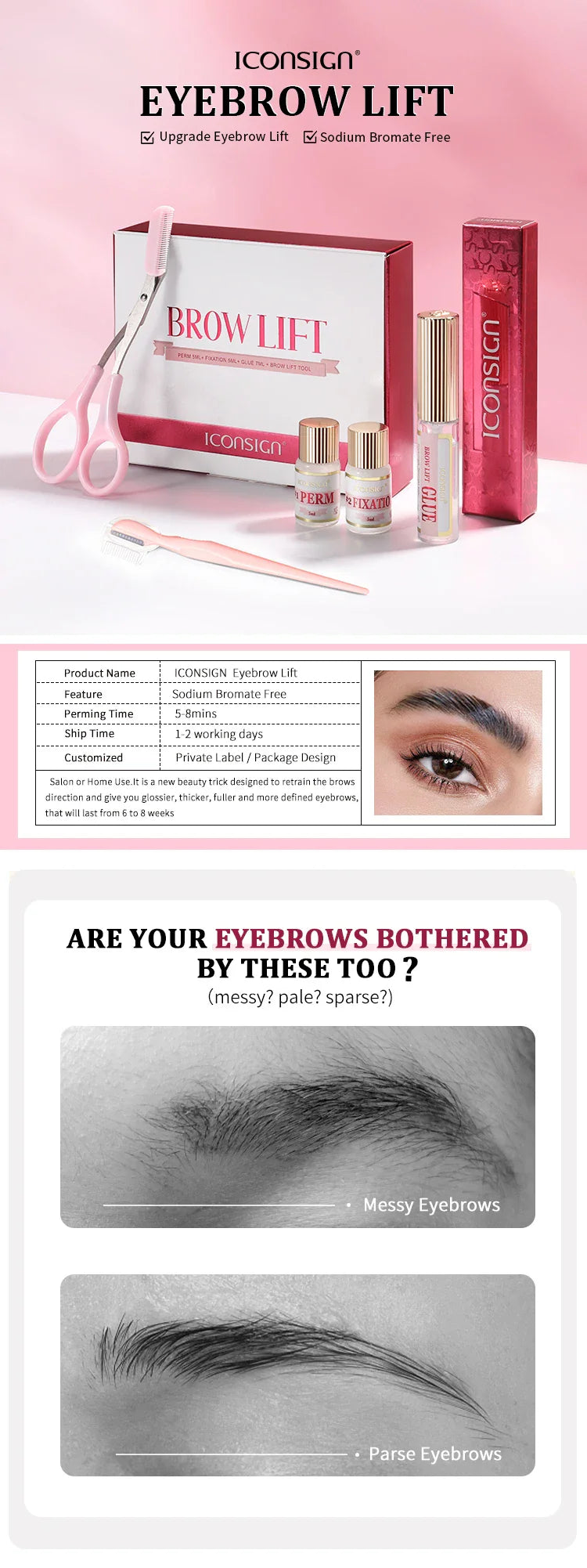 ICONSIGN Eyebrow Lift Professional Brow Lift Kit Brow Perm Eyebrow Kit Brow Makeup Tools Dropshipping Wholesale and Customize