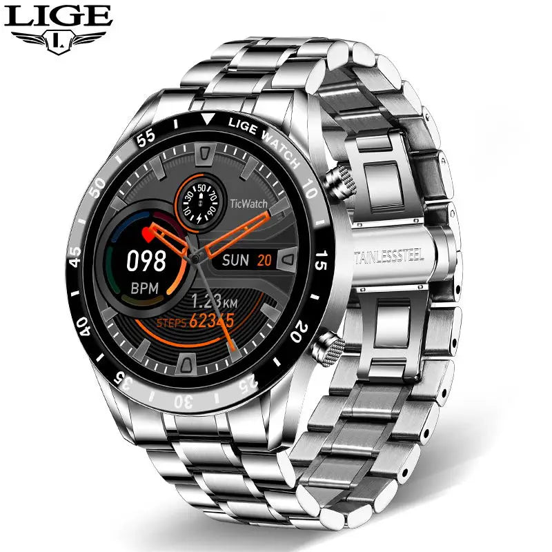 LIGE 2024 Smart Watch Men Full Circle Digital Touch Screen Bluetooth Call Men Smartwatch Waterproof Sport Activity Fitness Watch+Box - Lizard Vigilante