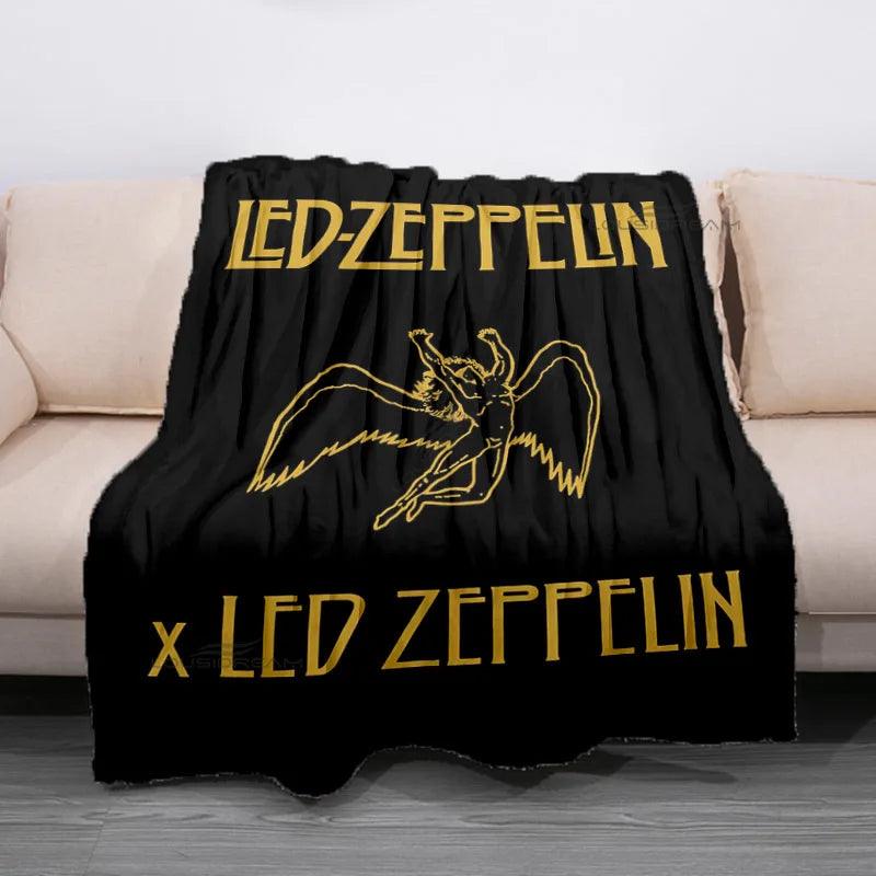 Retro Band Zeppelins Patterns Blanket Led Rock Bank Flannel Blanket Super Soft Sheet Mattresses Cozy Lazy Couch Cover Blanket - Lizard Vigilante