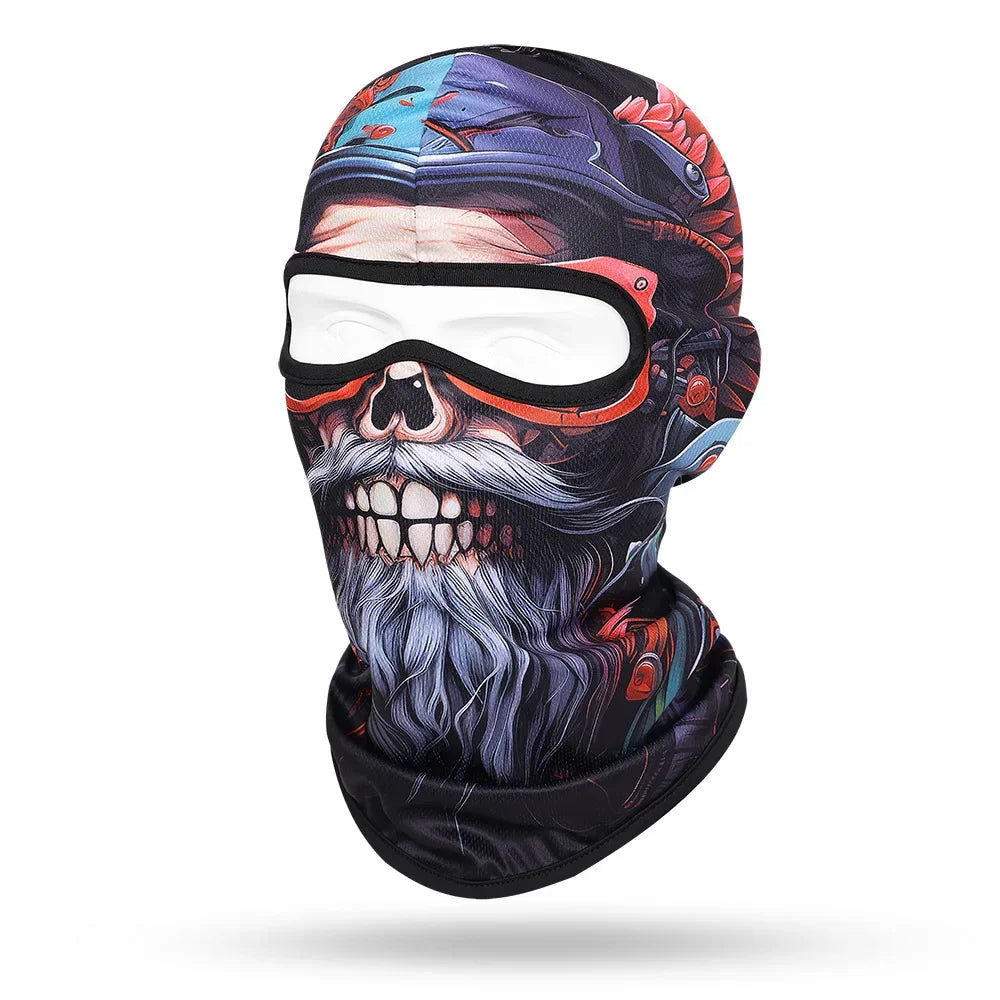 Motorcycle Balaclava Beard Print - Full Face Skull Mask for Bikers and Outdoor Enthusiasts - Premium balaclava from Lizard Vigilante - Just $14.88! Shop now at Lizard Vigilante