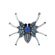 Venom Stage Spider Brooch – Giant Crystal Punk Insect Pin with Pearl Shockwave