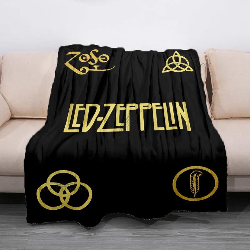 Retro Band Zeppelins Patterns Blanket Led Rock Bank Flannel Blanket Super Soft Sheet Mattresses Cozy Lazy Couch Cover Blanket - Lizard Vigilante