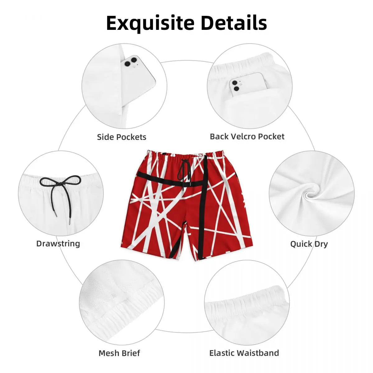 Van Halen Summer Stripes Gym & Swim Shorts – Fast-Dry Digital Print Board Shorts for Men’s Beach Adventures - Premium shorts from Lizard Vigilante - Just $38.88! Shop now at Lizard Vigilante