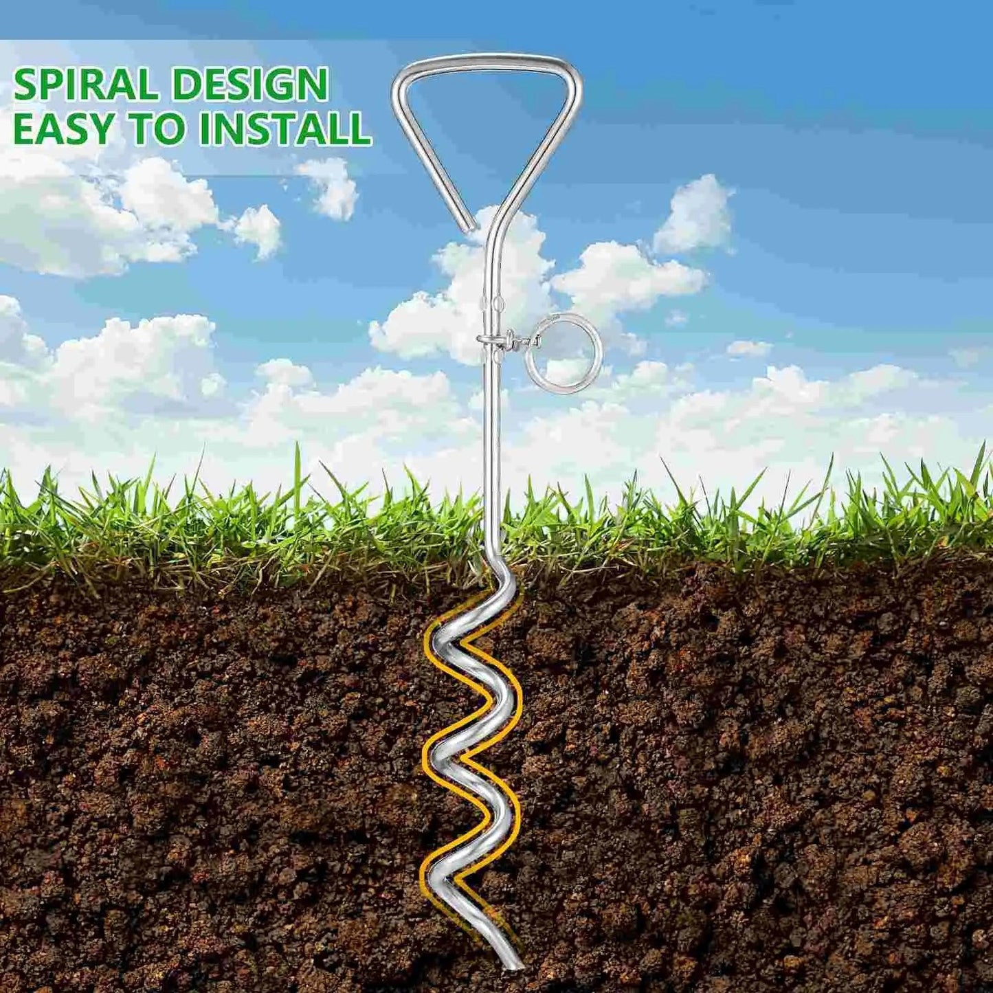 Tie Out Stake Ground Spiral Anchor Outdoor Dog Puppy Leash Anchor Stake - Premium ground anchor from Lizard Vigilante - Just $22.99! Shop now at Lizard Vigilante