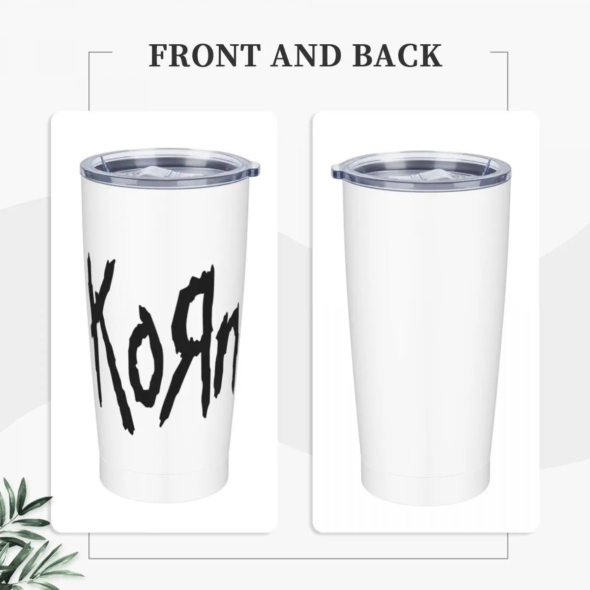 Korn Logo Insulated Tumbler with Straws and Lid – 20oz Stainless Steel Rock Music Travel Coffee Mug - Premium tumbler from Lizard Vigilante - Just $30.88! Shop now at Lizard Vigilante