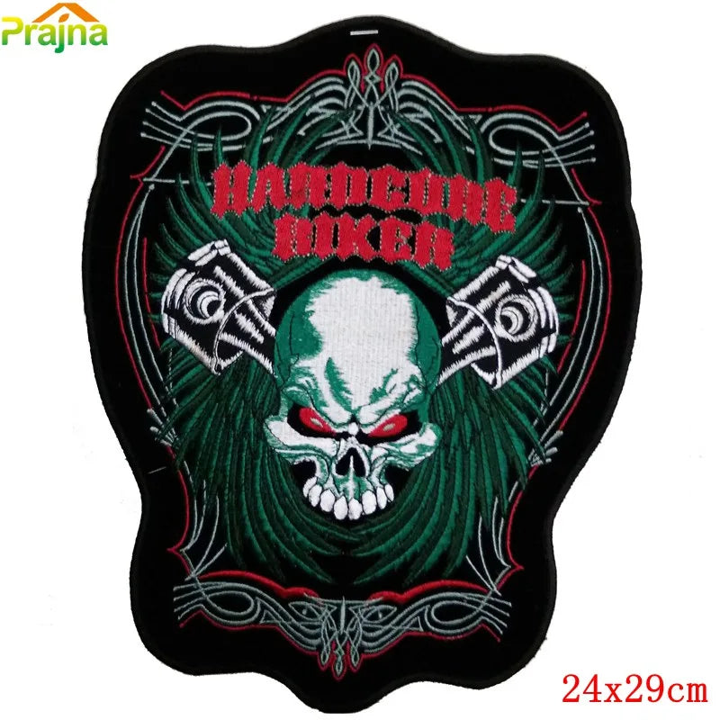 Punk Biker Patch Iron/Sew On Embroidery Patches On Clothes Skull Big Pacthes For Jacket Applique DIY Rock Large Back Pacth Badge - Lizard Vigilante