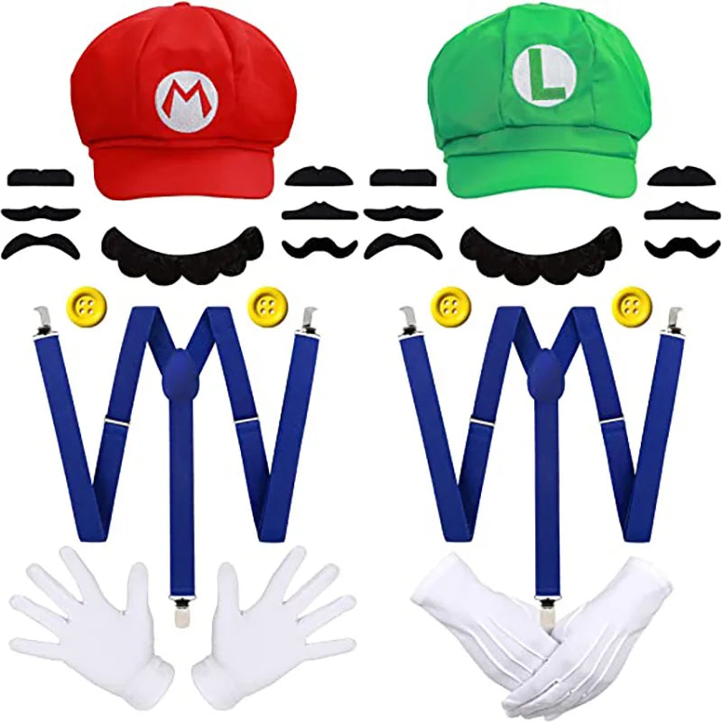 Super Bros Luigi Adult Hat Cap Costume Cosplay Halloween Baseball Anime Unisex Role Play Hat (Red and Green) 2Pcs - Premium  from Lizard Vigilante - Just $21.99! Shop now at Lizard Vigilante