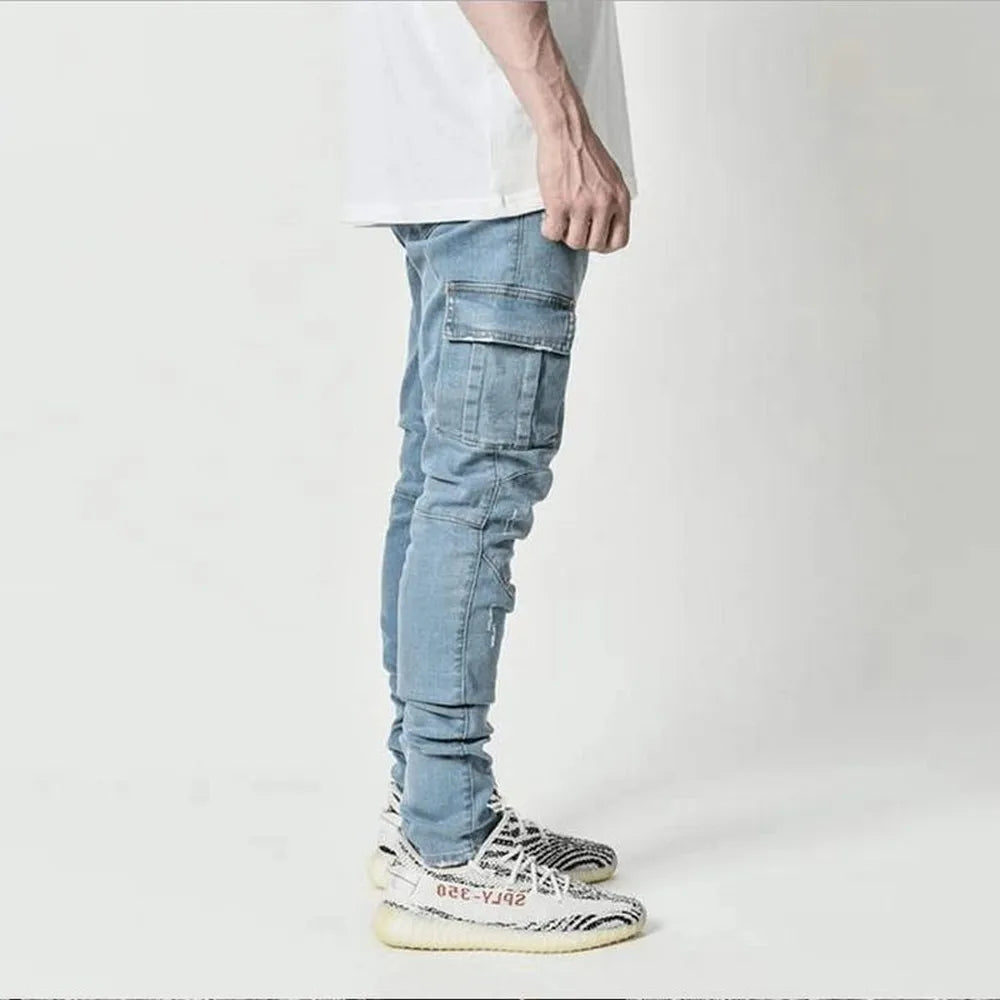 Street Havoc Elastic Cargo Jeans — High Street Slim-Fit Multi-Pocket Denim Built For Chaos, Speed, And Daily Grind Glory