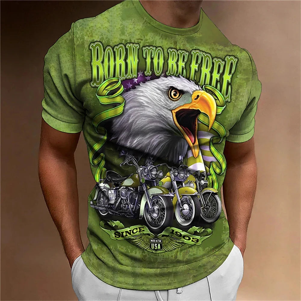 Eagle Motorcycle Retro T-Shirt | Vintage Bike Tee - Premium T-Shirt from Lizard Vigilante - Just $22.99! Shop now at Lizard Vigilante