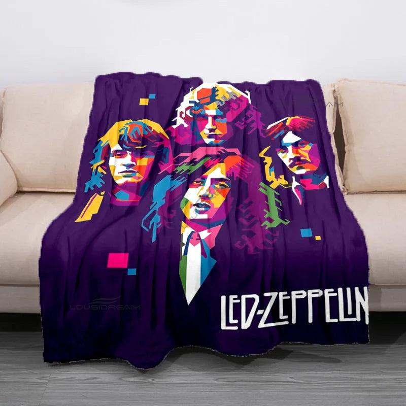 Retro Band Zeppelins Patterns Blanket Led Rock Bank Flannel Blanket Super Soft Sheet Mattresses Cozy Lazy Couch Cover Blanket - Lizard Vigilante