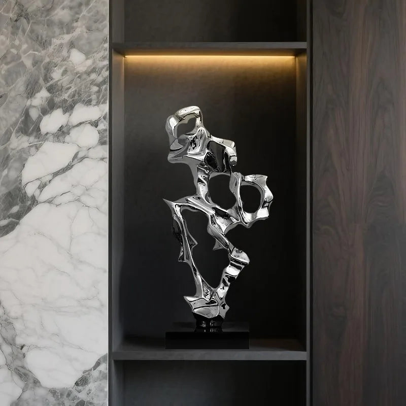 Abstract Art Sculpture Electroplating Transparent Resin Craft Model Modern Home Decor LivingRoom Office Desktop Statue Ornaments