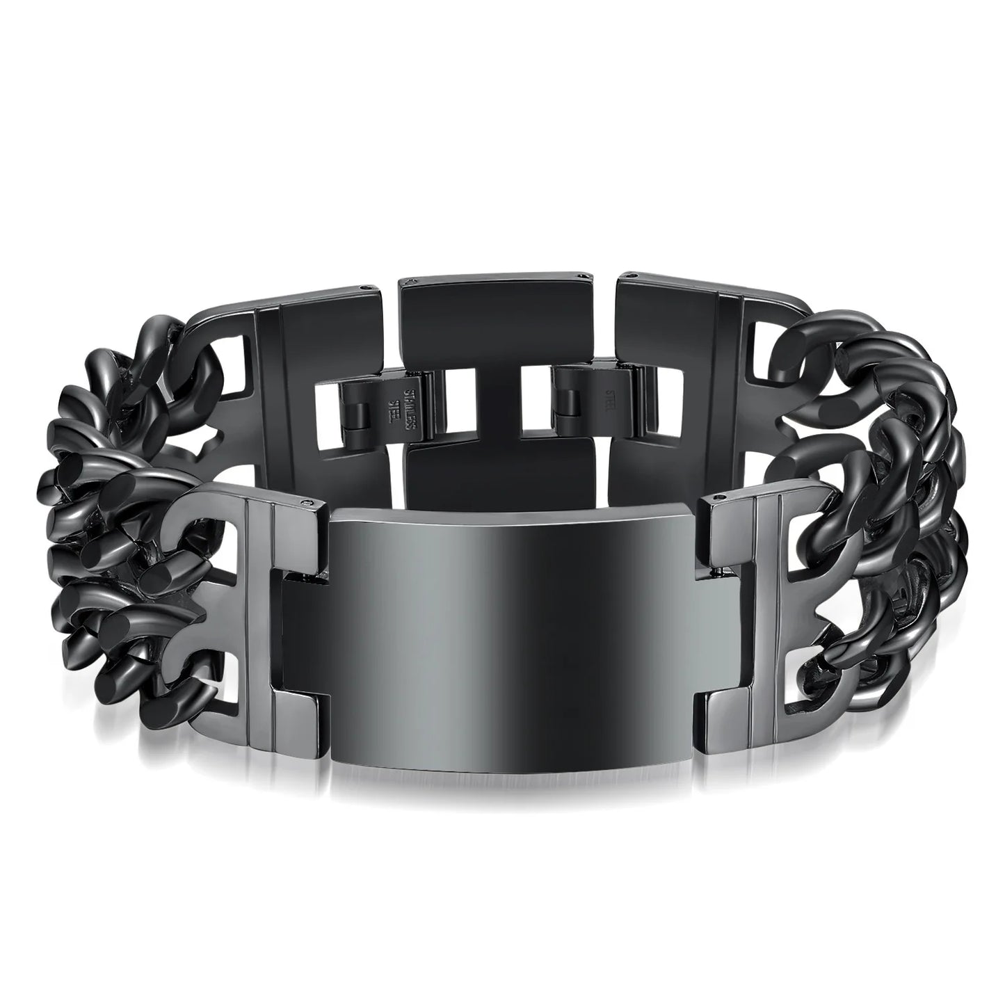 Cross Bracelet For Men Jewelry HNSP 24MM Width 316L Stainless Steel Cuban Chain Male Hand Wrist Chain Wrap Bracelets Punk Accessory - Premium bracelets from Lizard Vigilante - Just $26.66! Shop now at Lizard Vigilante