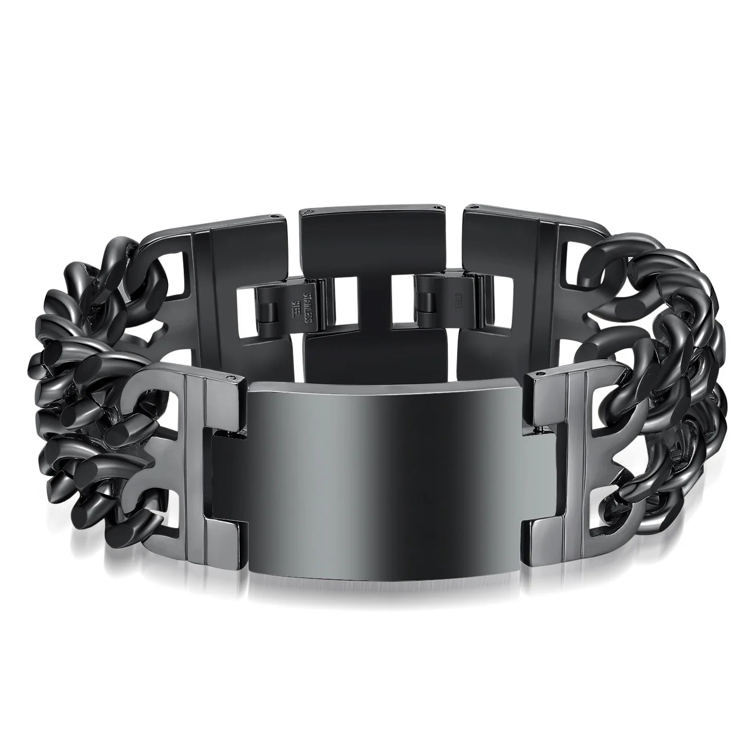 Cross Bracelet For Men Jewelry HNSP 24MM Width 316L Stainless Steel Cuban Chain Male Hand Wrist Chain Wrap Bracelets Punk Accessory - Premium bracelets from Lizard Vigilante - Just $26.66! Shop now at Lizard Vigilante