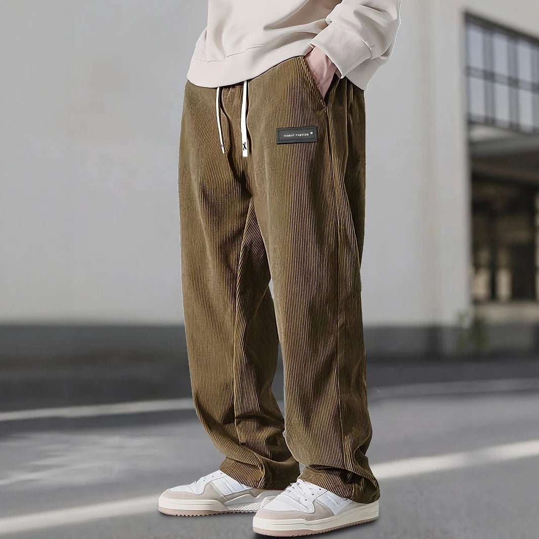 Corduroy Street King Baggy Drawstring Straight-Leg Pants
