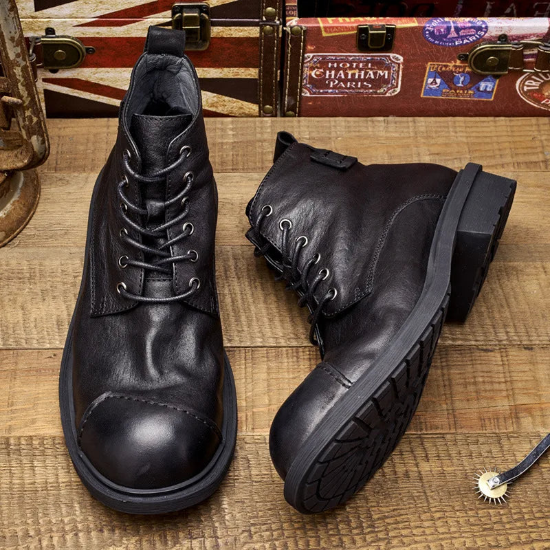 Vintage Business Men's Boots – Luxury Genuine Cow Leather - Premium boots from Lizard Vigilante - Just $128.88! Shop now at Lizard Vigilante