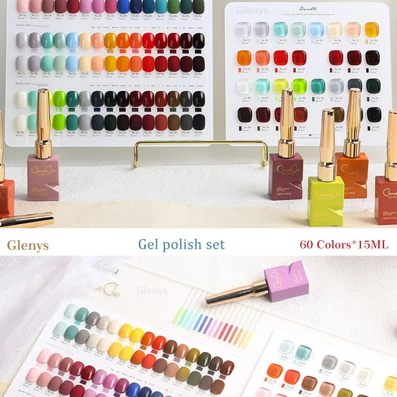Glenys Painted Ya 96 Color nail polish Gel All Seasons Semi Permanent Soaking gel UV LED Nail Salon Nail Art Clearcoat Set 15ml