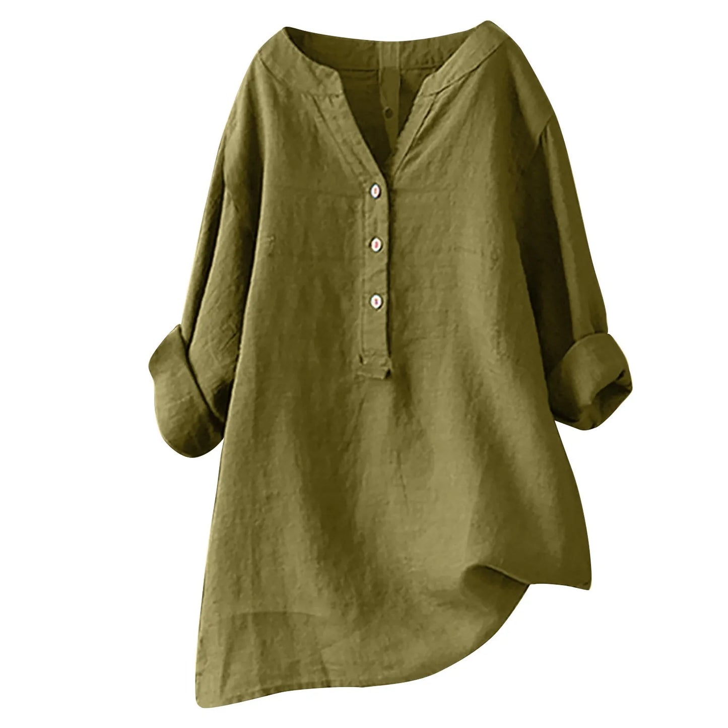 Chic Vintage Cotton Linen Blouse for Women - Casual Loose-Fit Long Sleeve Tunic Top - Premium shirt from Lizard Vigilante - Just $23.88! Shop now at Lizard Vigilante