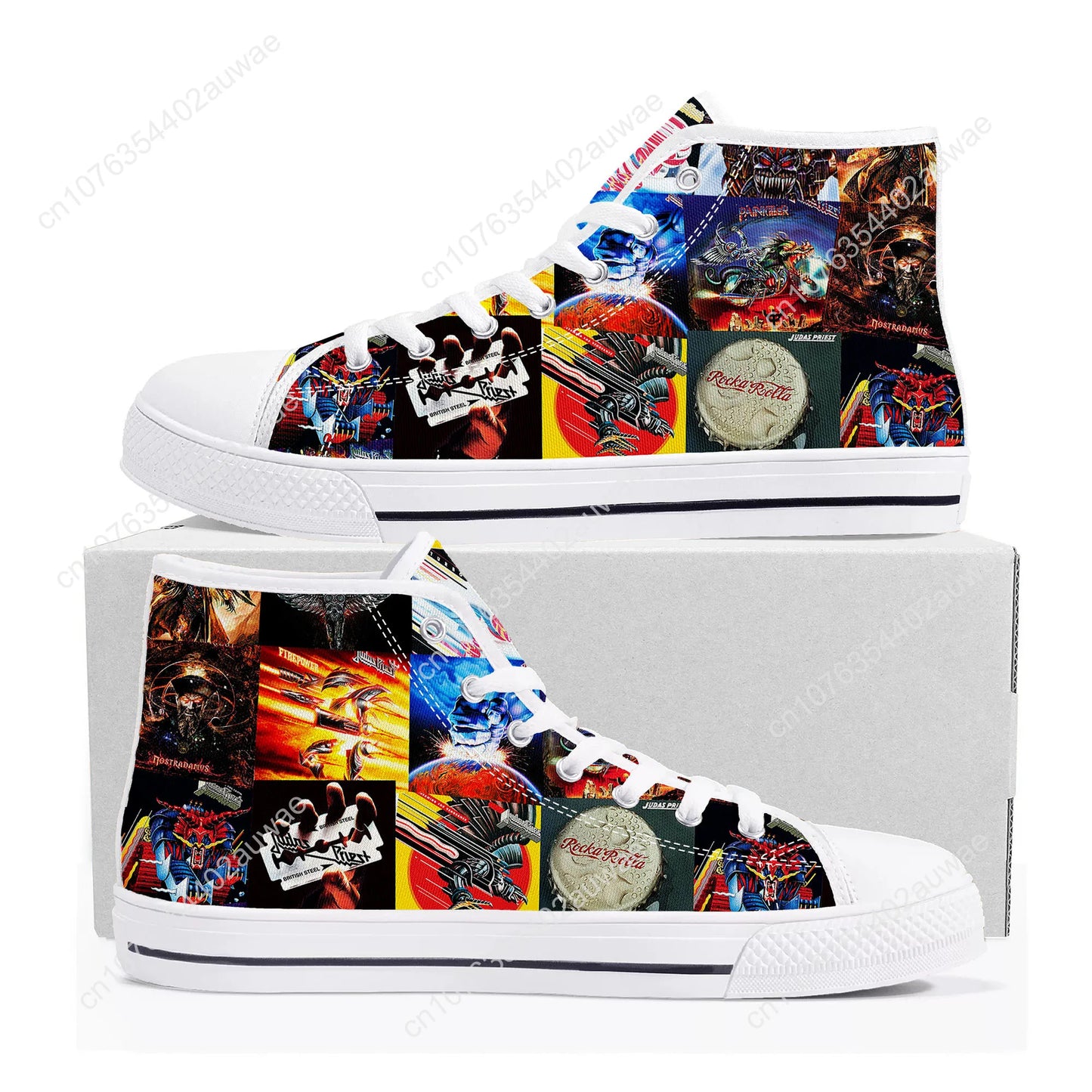 Judas Priest High Tops High Quality Sneakers Heavy Metal Rock Band Men Women Teenager Canvas Shoes - Premium high top shoes from Lizard Vigilante - Just $39.99! Shop now at Lizard Vigilante