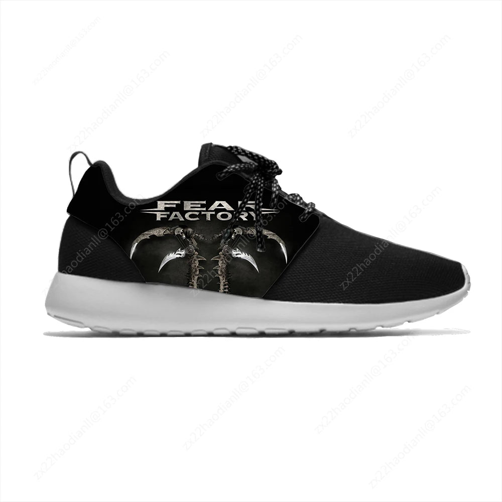 Fear Factory Sneakers Death Metal Shoes Rock Fashion Classic Sport Running Shoes Lightweight Breathable 3D Print Men's Women's Mesh Tennis Shoes - Premium Shoes from Lizard Vigilante - Just $43.99! Shop now at Lizard Vigilante