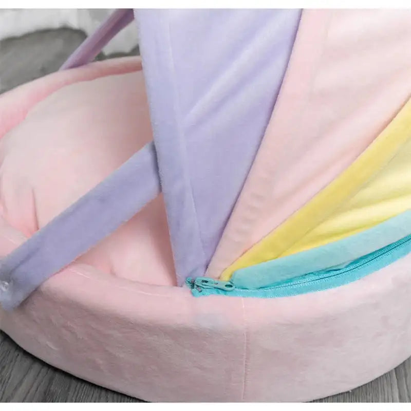 Cat House Bed Cute Cat Bed Rainbow Tent Pet Dog Sleeping Pad Winter Warm Deep Sleep Cat Nest Comfortable Breathable Cat House